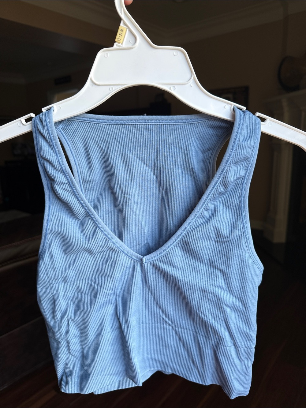 Light Blue Ribbed V-Neck Tank Top